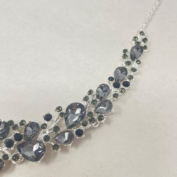 BriLove Wedding Jewelry Set Grey Crystal‎ Teardrop Silver-Tone Earrings Bracelet - Picture 9 of 12